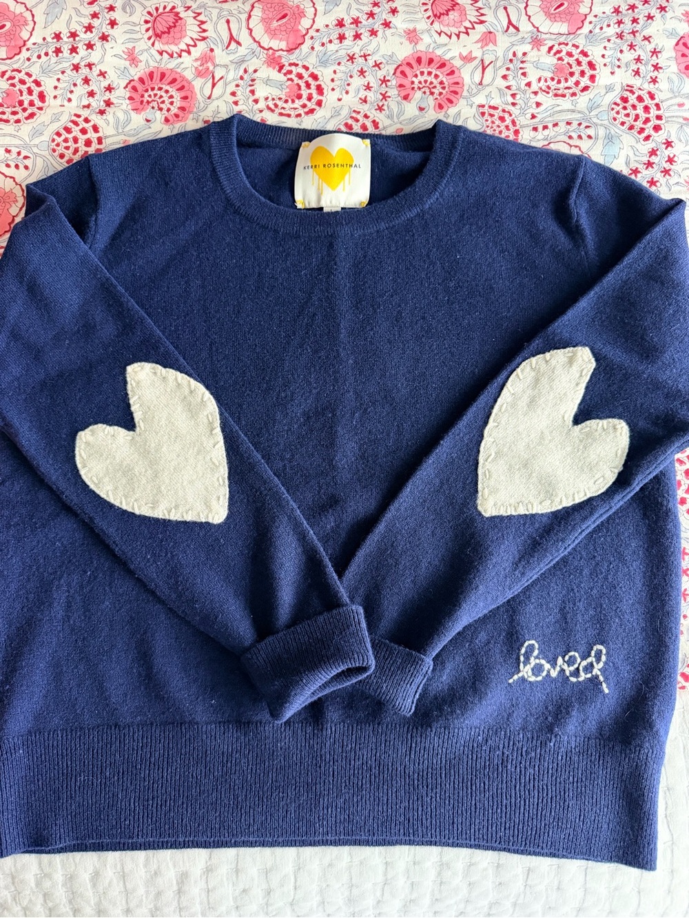 Kerri Rosenthat heart ❤️❤️❤️patch sweater… cashmere… amazing